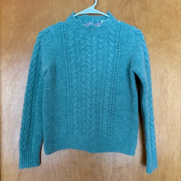 Mini Boden Pointelle Cable Jumper Green Girls 11-12 NWT - Picture 2 of 8